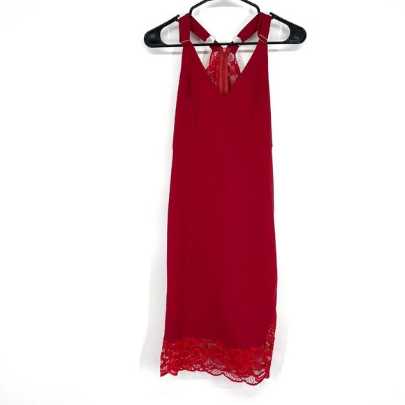 Velvet Torch Dress Red V Neck Lace Racerback Mini Sheath NWT - Picture 2 of 9